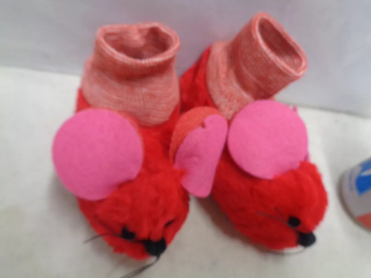 Vintage 1967 1970 KIDS slippers RED MOUSE Sears UNUSED plush 1969 funny
