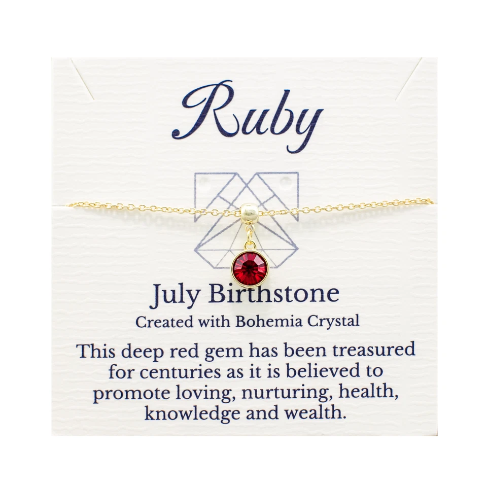 July Birthstone Bracelet, Red Bohemian Crystal, Gold or Silver Adjustable Chain - Image 4 of 4