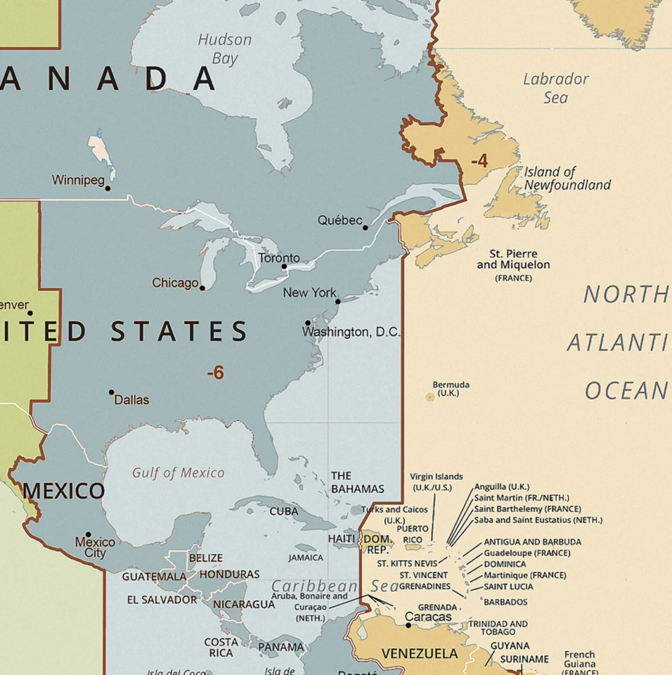 2018 Standard Time Zones World Map Time zone School Wall Art Poster Print Decor - Image 2 of 3