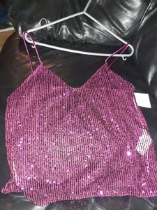 zara pink sequin top