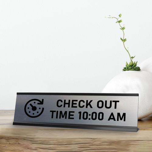 Signs ByLITA Check Out Time 10:00 am Black Frame Desk Sign (2x8") - Bild 2 von 6