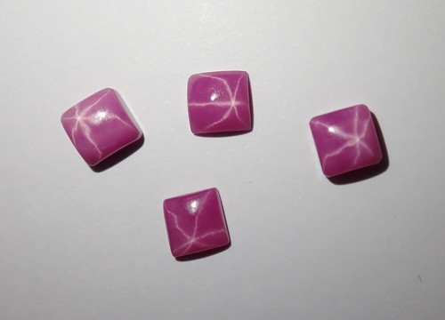 Opaque Star Ruby Square 5x5 mm Cabochon sharp cornered Lab-created 2 pcs Lot - Picture 3 of 12