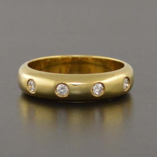 18ct Yellow Gold Handmade Wedding Ring 4 Round Brilliant Cut Diamonds Not Scrap - Bild 1 von 4