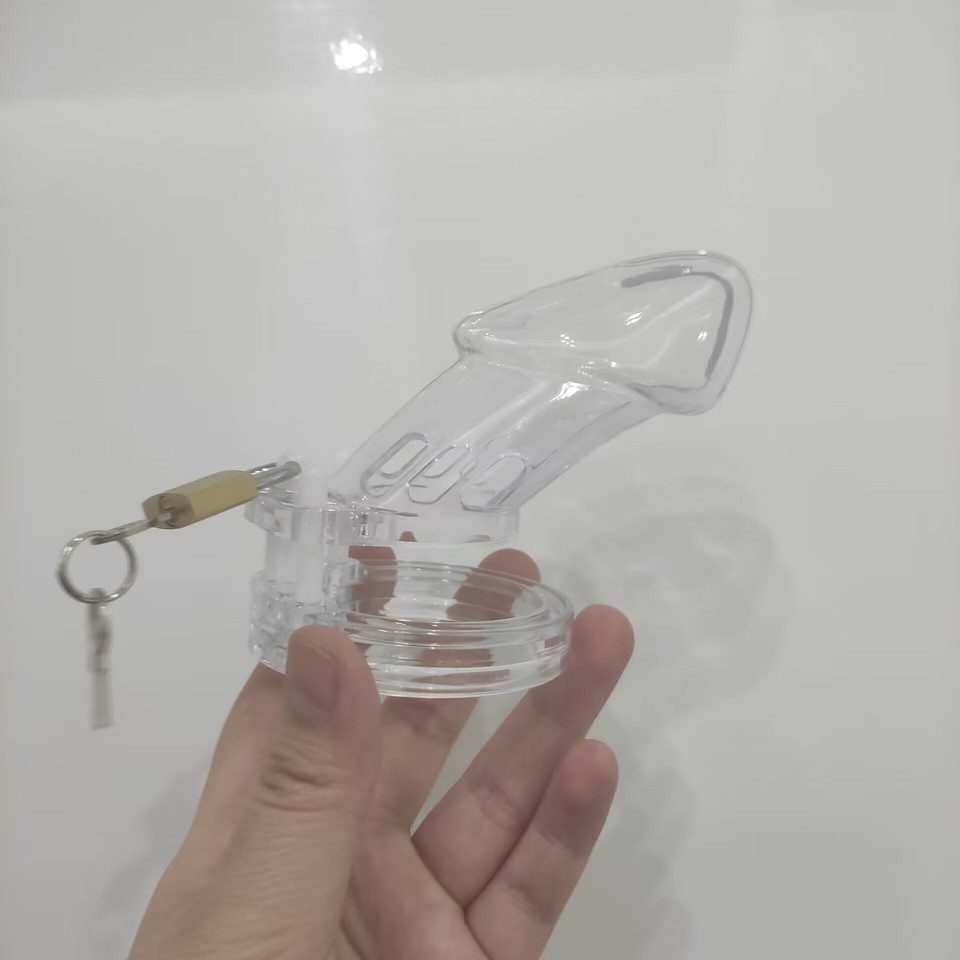 Plastic CLEAR Male Chastity Cage Device Short/Long Restraint Belt Cage ...