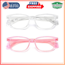 Kids Blue Light Glasses 2-Pack, UV Protection for Ages 3-9 Clear Pink 