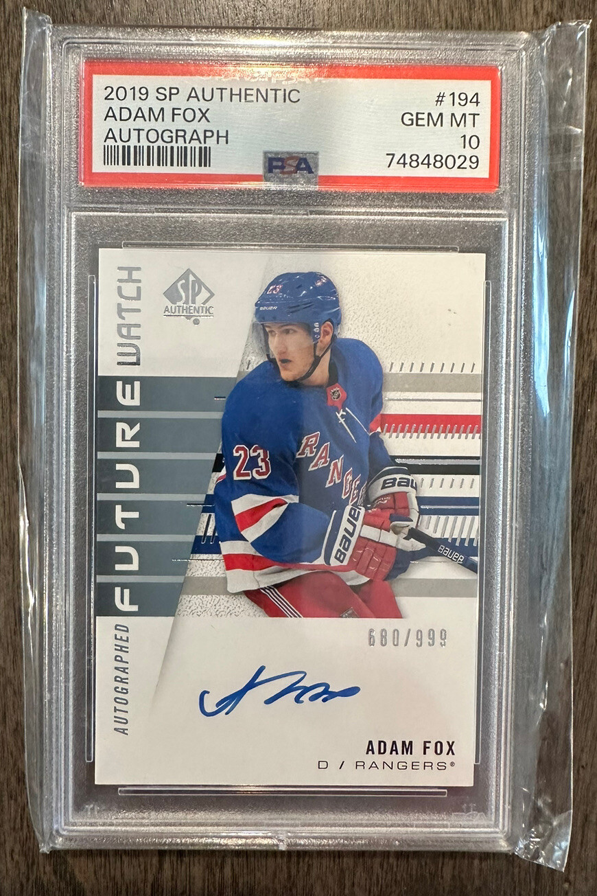 2019-20 SP Authentic Adam Fox PSA 10 RC Future Watch Auto /999 Rookie Autograph