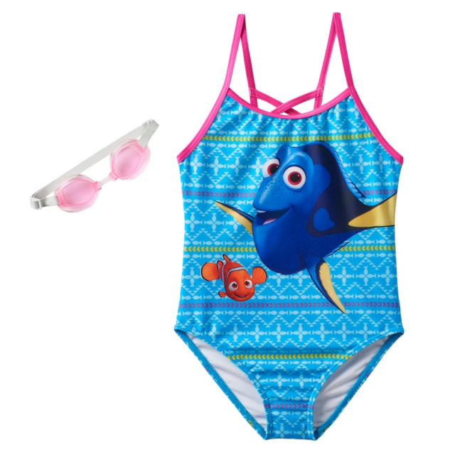 NEW Girls Disney Finding Dory & Nemo 1 pc Bathing Swim Suit size 5/6