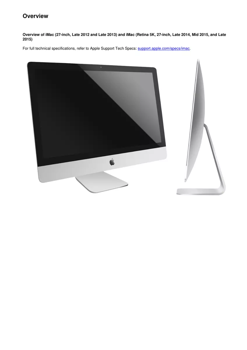 Apple iMac 27-inch Late 2012-2015 and Retina 5K Late 2014-2015