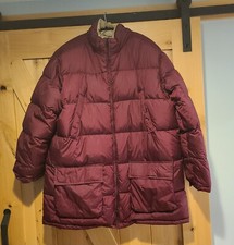 Lands End XL 46-48 Goose Down Puffer Coat Reversible Tan Red