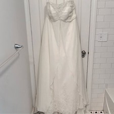 NWT Strapless Chiffon Satin A-Line Corset Wedding Dress Size 16W David's Bridal