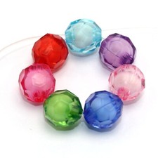 100 Mixed Transparent Color Acrylic Faceted Round Beads 10mm "Bead in Bead"