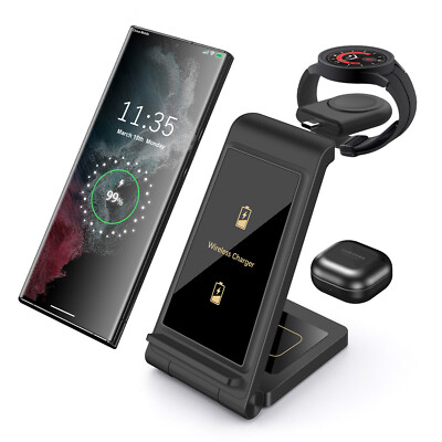 3in1 kabelloses Ladegerät Station für Samsung Galaxy Watch Active 4 Z Flip 4 S23