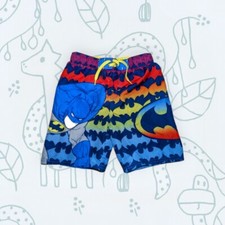 BATMAN Boy's Size Small 5/6 Swim Trunks Shorts ELASTIC WAIST Multi-Color