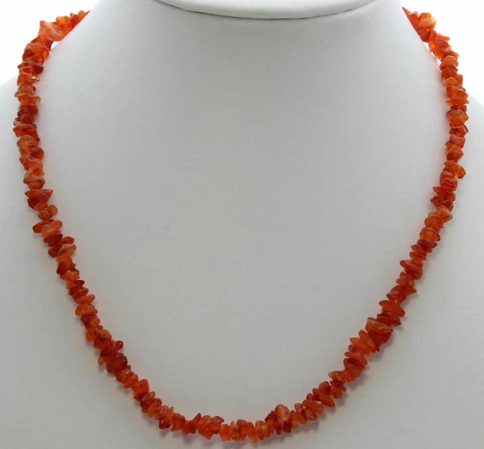 Natural Cornalina Cadena (45 CM Largo, Piedras Preciosas, Collar, Naranja) - Imagen 1 de 1