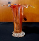 Murano Nuova Cristalleria Vetro Eseguito Multicolor Tulip Vase Scalloped Base