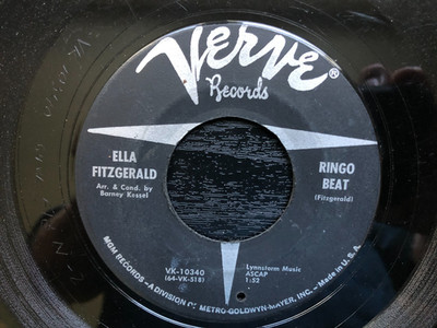 Beatles related Ella Fitzgerald RINGO BEAT 1964 Verve 45 rpm single G+ to VG