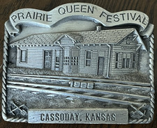 Cassoday Kansas Train Depot Belt Buckle 1985 Prairie Queen Festival 602/1000