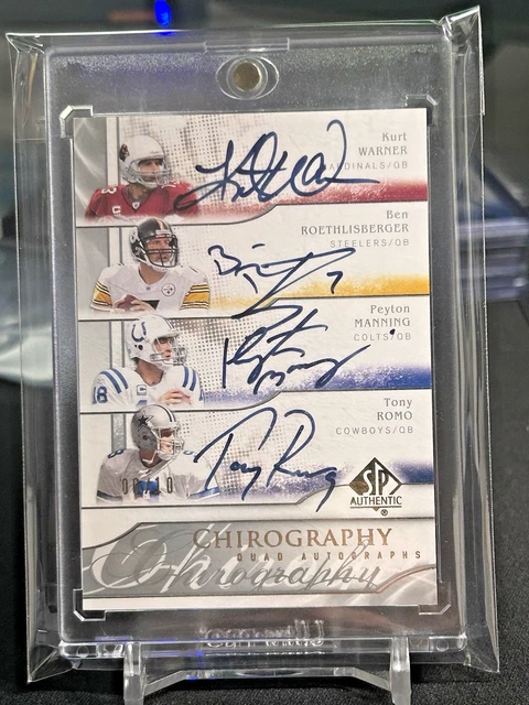 2009 SPA QUAD AUTO KURT WARNER BEN ROETHLISBERGER PEYTON MANNING TONY ROMO 06/10