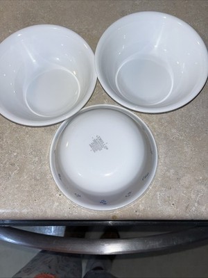 VTG Corelle Blue Dusk Floral 6  Cereal Soup Bowls (Set of 3) Provincial Blue USA