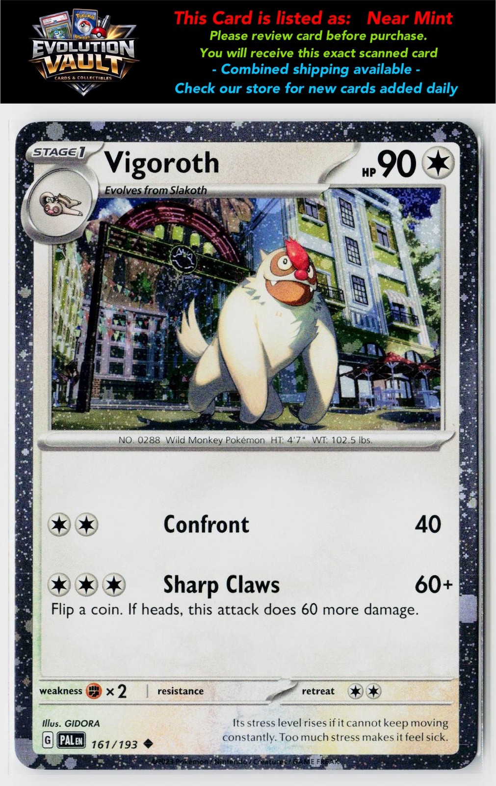 SV02: Paldea Evolved #161/193 Vigoroth (Cosmos Holo)