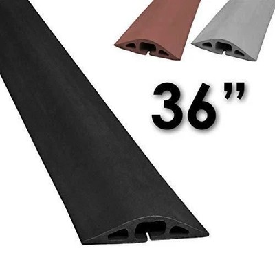 Electriduct D-2 Rubber Duct Cord Cover - 36 Inch (3 Feet) Black Floor Cable Gray