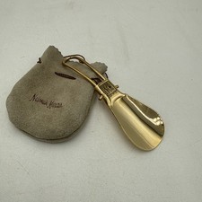Vintage Neiman Marcus Folding Travel Shoe Horn Gold Tone Made in Italy
