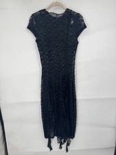 Whimsigoth Sheer Lace Maxi Ruffle Dress Women Small Black Witchy Dark Romance