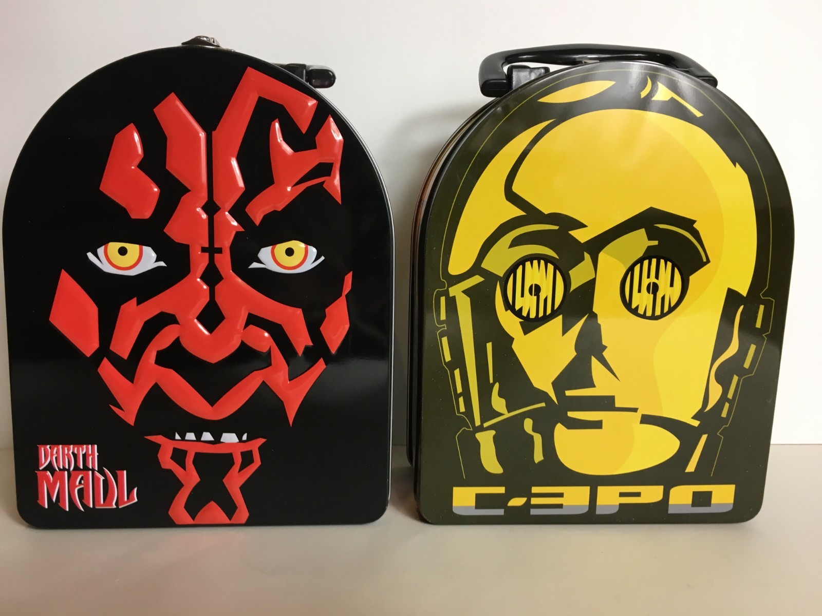 Star Wars C-3PO & Darth Maul Lunch Box lot Tin Box Co. Lucasfilm lunchbox
