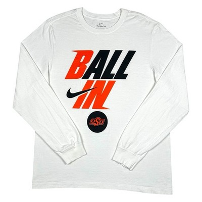 Nike Oklahoma State Cowboys Long Sleeve T Shirt Ball In All In Mens Large White