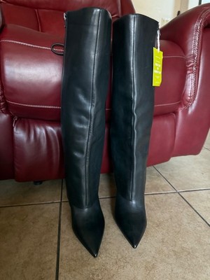 Gianni Bini, Black Moe Leather Fold over Pointed Toe Tall Boots SZ 9M Orig. $198