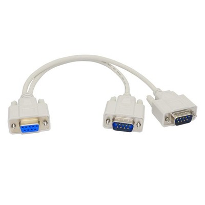 DB9 Seriell Y Splitter Kabel 30cm 1 Buchse auf 2 Stecker RS232 Adapter