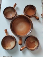 Set tegame in terracotta per polenta + quattro pentolini, Vintage 1982