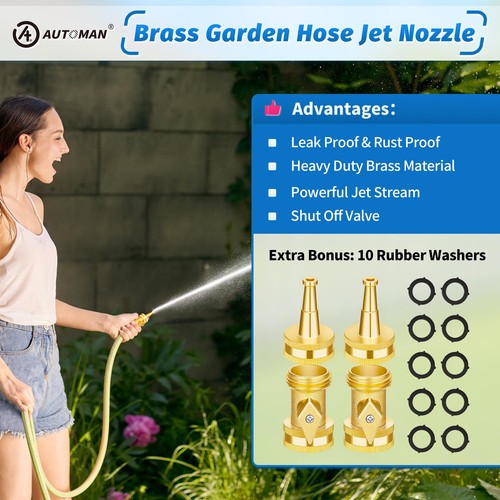 4x High Pressure Brass Water Hose Nozzle with Shut-Off Valve 3/4"GHT Connector - Picture 4 of 7