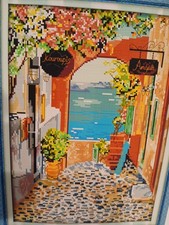 JoySunday Stamped Cross Stitch Flower Street 14ct 39x38cm 45 Colors Project Bag