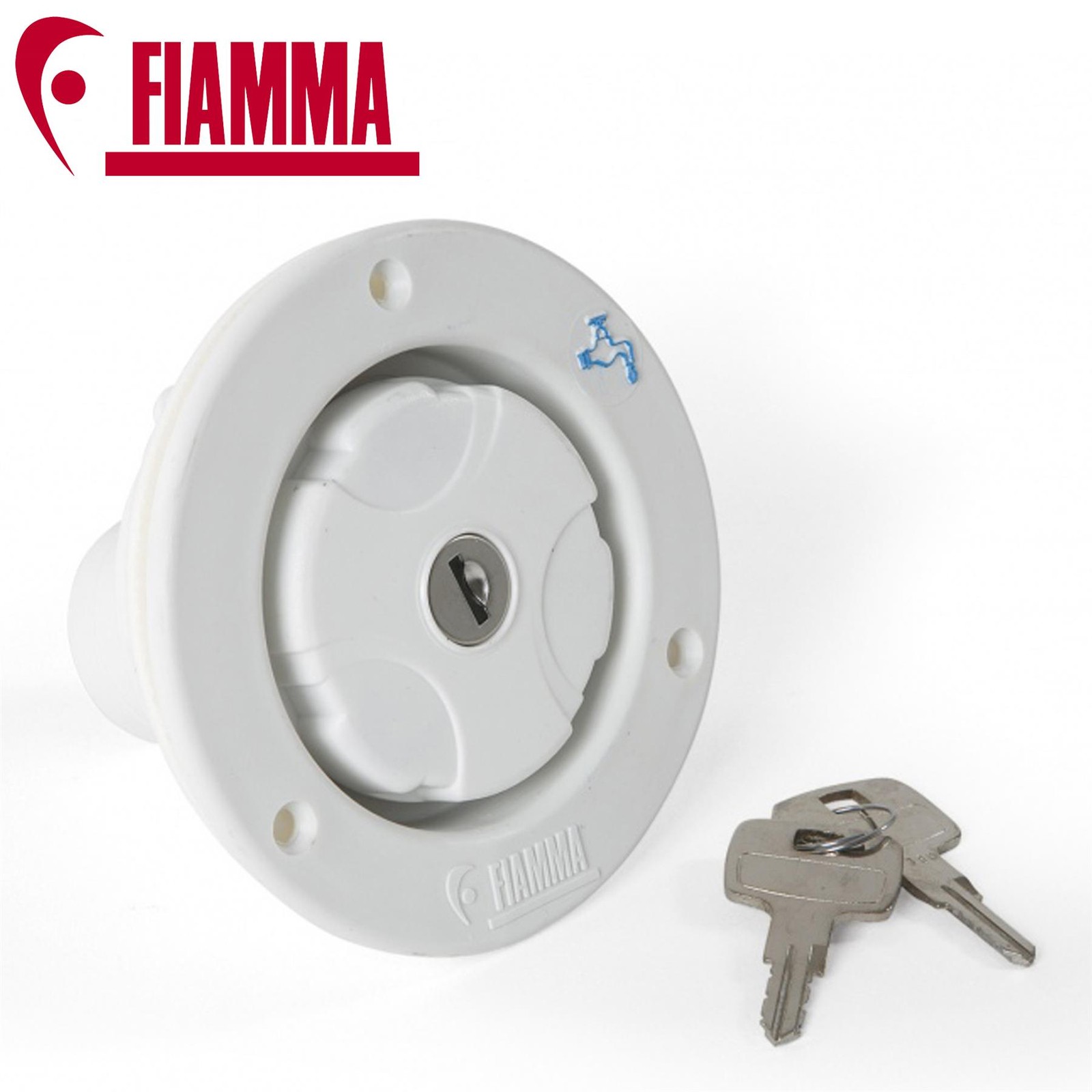 FIAMMA LOCKABLE WHITE CARAVAN CAMPERVAN WATER INLET FILLER CAP W/ KEYS 94715-010