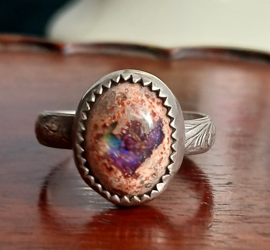 Sterling Artisan Boulder Opal Ring - image 2