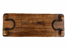 Thirty-One Rustic Wood Serving Tray with Handles Food Safe 20&rdquo; x 7.5&rdquo; Engraved