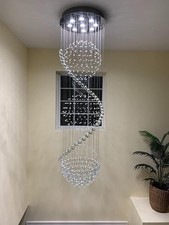 Dst Spiral Sphere Crystal Chandelier LED Ceiling Lights, D50cm x H180cm