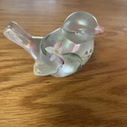 Fenton Art Glass Iridescent Bird Floral Hand Painted Artist D. Robinson