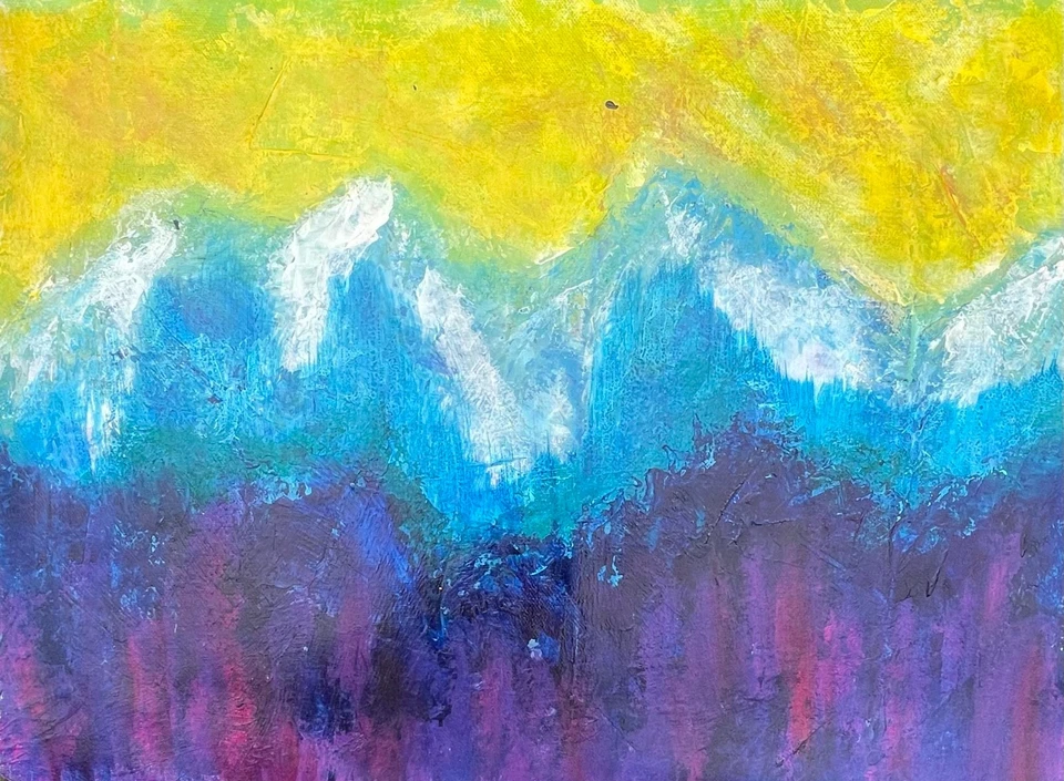 OOAK Abstract Mountain Range 12x16 Canvas Expressionism Abstract Design Home Art - Image 2 of 4