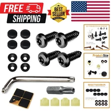 4 Set Black Anti Theft License Plate Screws Kits, Rustproof Stainless Steel C...