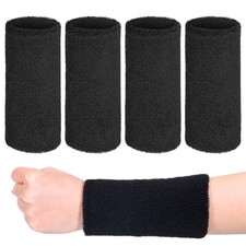 4 Pack 6 Inch Wrist Sweatbands for Men Women, Tennis Elastic Athletic Long