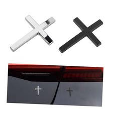 2PCS Individual Jesus Cross Car Emblem,3D Metal Car Badges for Black Silver