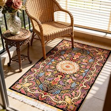 Zhiyi 3x5ft Handmade Silk Area Rug Hand-knotted Flowers Home Decor Carpet 539A