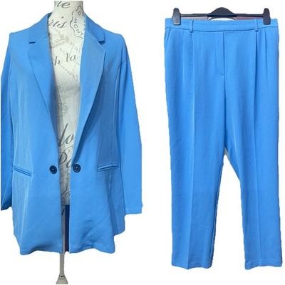 #ad #ad 2 Piece Trouser Suit Blue Open Jacket UK 12 NWT Trousers UK 14 Famp;F Tesco GBP 19.50