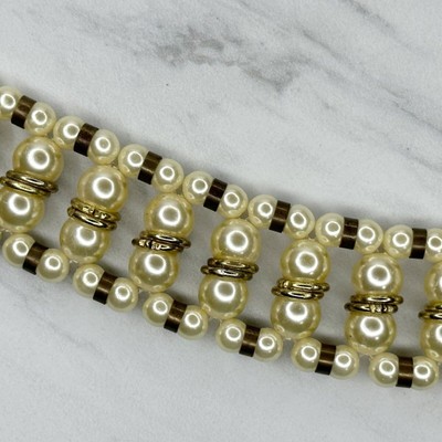 Vintage Y2K Faux Pearl Beaded Belt Gold Chain  Pearl Drop Charm fits small med Pearl Chain Belt - Etsy main image 2