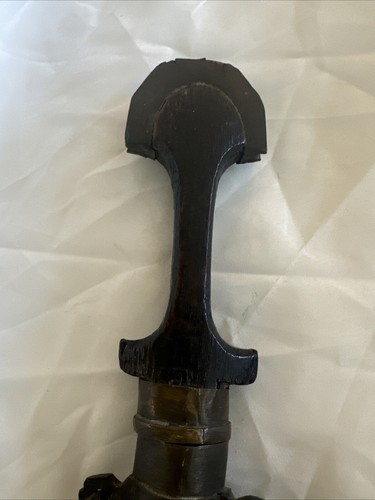 Antique Wood & Brass Curved Knife Dagger Khanjar Islamic Mid Eastern - Picture 7 of 16
