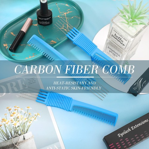 3 Pack Carbon Teasing Combs Lift & Tease Combs with Metal Prongs Salon Style - Picture 6 of 6