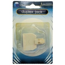 Duplex Wall Jack Phone RJ11 Adapter Beige, 4-Conductor , 2-Way Phone Splitter