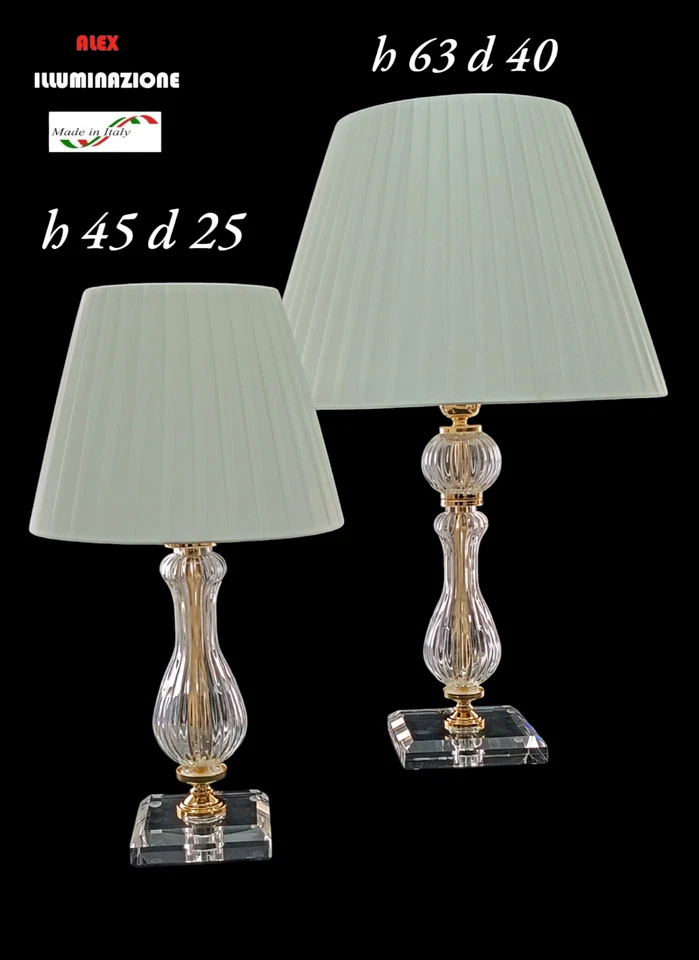 Lampada da comodino Elegante bairon cristallo con riporti oro classica italiana - Immagine 4 di 4